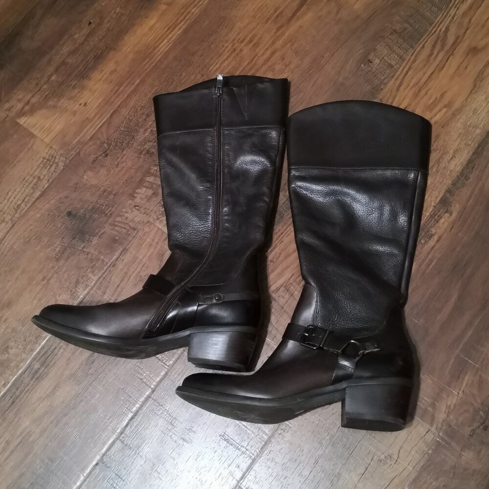 Vince Camuto Brunan Leather Tall Boots Dark Brown Size 10